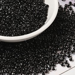 12/0 transparentes abalorios de cristal de la semilla, dentro de los colores, agujero redondo, redondo, negro, 1.5~2mm, agujero: 1 mm, aproximamente 450 g / bolsa
