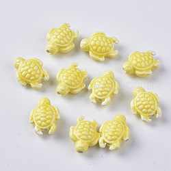 Manuell Porzellan Perlen, hell glasierten Porzellan-Stil, Schildkröte, Gelb, 19x15x8.5 mm, Bohrung: 2 mm