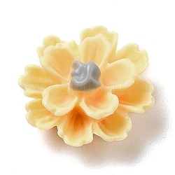 Cabuchones de resina opacos, 3 d flor, amarillo, 11.5x6.5mm
