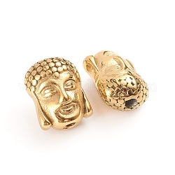 Buddista 304 perle in acciaio inossidabile, buddha testa, oro, 11.5x9x7mm, Foro: 1.8 mm