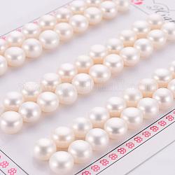 Natural Cultured Freshwater Pearl Beads, Grade 3A, Half Drilled, Rondelle, Floral White, 7~8x6mm, Hole: 0.8mm, about 66pcs/board