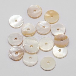 Tinti shell naturale distanziali perline, Disco / rotondo piatta, perline Heishi, lavanda, 10x2mm, Foro: 1 mm