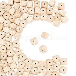 Perline di legno naturale, perle tonde taglio quadrato, Burlywood, 19.5~20x25.5x25.5mm, Foro: 4.5 mm