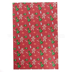 Hojas de tela de cuero de pvc impresas tema navideño, para diy arcos pendientes haciendo manualidades, de color rojo oscuro, 30x20x0.07 cm