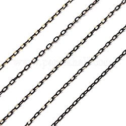 Cadenas de cable de latón electrochapado, soldada, Gunmetal & Oro, 2x1x0.5mm