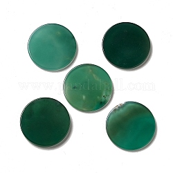 Агатовые кабошоны из натурального зеленого оникса, окрашенная и подогревом, плоско-круглые, 40x3.6~5 мм