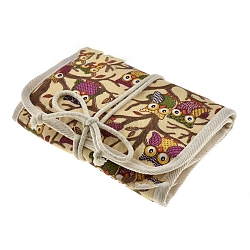 Bolsa de tejer con cremallera Oxford, Rollo de agujas de tejer y crochet., búho, 19.5x13 cm