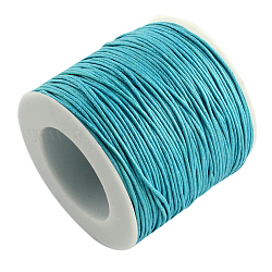 Cordones de hilo de algodón encerado, luz azul cielo, 1mm, alrededor de 10.93 yarda (10 m) / rollo