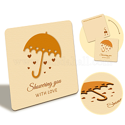 Wooden Commemorative Cards, Square, Umbrella, 130x130x4mm