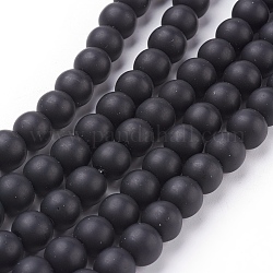 Sintetico pietra nera fili di perline, smerigliato, tondo, nero, 8mm, Foro: 1 mm, circa 48pcs/filo, 16 pollice