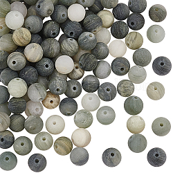 Olycraft 2 Strands Frosted Round Natural Green Rutilated Quartz Beads Strands, 6mm, Hole: 1mm, about 62pcs/strand, 15.7 inch(39.88cm)