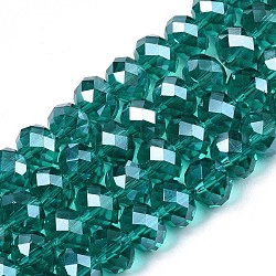 Chapelets de perles en verre, perle plaquée lustre, attrape soleil en cristal, facettes rondelle, vert foncé, 11.5x9mm, Trou: 1mm, environ 70 pièces/brin, 22.13 pouce (56.2 cm)