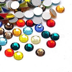 Perle en verre de dos plat, Grade a, dos plaqué, facette, demi-rond, couleur mixte, 1.5~1.6mm, environ 1440 pcs / sachet 