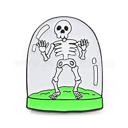 Squelette dans la broche en émail du dôme de l'arche, Insigne d'halloween en alliage plaqué noir d'électrophorèse pour les vêtements de sac à dos, lime, 30x23.5x1.7mm