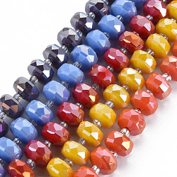 Electroplate Glass Beads Strands, AB Color Plated, Faceted, Abacus, Mixed Color, 9.5x6mm, Hole: 1.4mm, about 77~79pcs/strand, 26.77 inch (68cm)