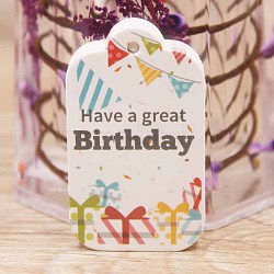 Étiquettes-cadeaux en papier, étiquettes de suspension, pour les arts et l'artisanat, thème d'anniversaire, rectangle avec mot ont un grand anniversaire, blanc, 50x30x0.4mm, Trou: 3mm