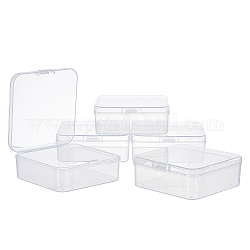 SUPERFINDINGS 5 Pack Clear Plastic Beads Storage Containers Boxes with Lids 9.5x9.5x3.5cm Small Square Plastic Organizer Storage Cases for Beads Jewelry Office Craft