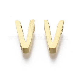 201 charms in acciaio inox, oro, letter.v, 8x5x3mm, Foro: 1.6 mm