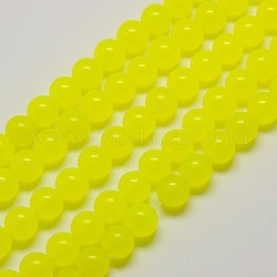 Malaysia naturale filamenti di perline giada, perline rotondo tinti, giallo, 6mm, Foro: 1 mm, circa 64pcs/filo, 15 pollice