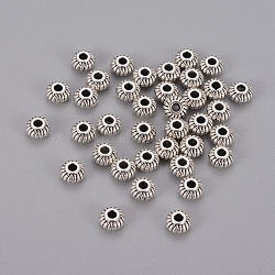 Séparateurs perles en alliage, rondelle, sans cadmium et sans plomb, argent antique, 6x4mm, Trou: 1.5mm