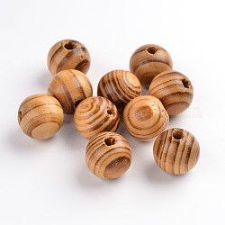 Round Natural Wood Beads, Dyed, Lead Free, BurlyWood, 16x15mm, Hole: 4mm, about 450pcs/500g