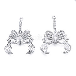 201 Stainless Steel Pendants, Scorpion, Stainless Steel Color, 43.5x29x3mm, Hole: 1.8mm