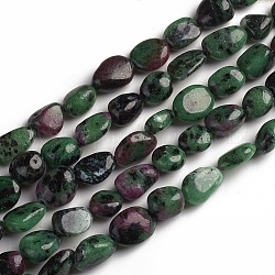 Rubino naturale in perline zoisite fili, pietra burrattata, pepite, 10~15x7.5~11.5x7.5~12.5mm, Foro: 1 mm, circa 36pcs/filo, 15.67 pollice (39.8 cm)