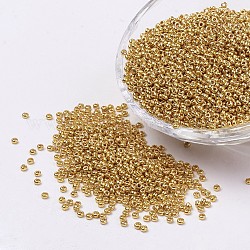 12/0 Grade A Round Glass Seed Beads, Iris Round Beads, Golden Plated, 2x1.5mm, Hole: 0.5mm, about 5000pcs/50g