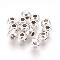 Perles en alliage de style tibétain, sans cadmium et sans plomb, ronde, argent antique, environ 7 mm de diamètre, Trou: 3mm