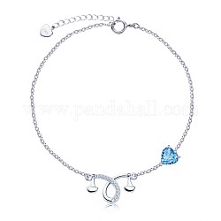 925 стерлингового серебра шарм браслеты, со стеклянным искусственным камнем и кабельными цепочками, созвездий, Весы, глубокое синее небо, серебряные