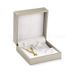 PU Leather Jewelry Box, for Pendant, Ring and Bracelet Packaging Box, Square, Tan, 9x9x4.5cm