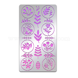 BENECREAT Plant Flower Metal Stencil, Circle Flower Leaf Stainless Steel Stencil Template Tool for Wood Burning, Drawing, Pyrography, Engraving and Astrology, 4x7
