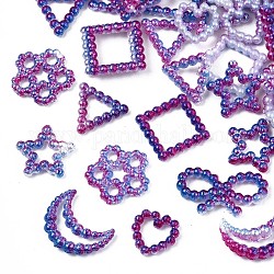 Кабошоны из абс-пластика с аэрозольной краской, звезда и квадрат и кольцо и сердце и бант, фиолетовые, 10~15x10~18.5x2~3 мм