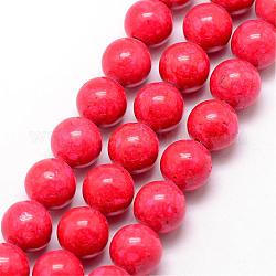 Dyed Fossil Beads, Round, Red, 4mm, Hole: 0.5mm, about 100pcs/strand, 16 inch