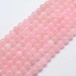 Природного розового кварца нитей бисера, круглые, 6 мм, отверстие : 1 мм, около 31 шт / нитка, 7.4 дюйм (19 см)