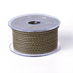 Braided Cowhide Cord, Leather Jewelry Cord, Jewelry DIY Making Material, Dark Olive Green, 3mm, about 21.87 yards(20m)/roll