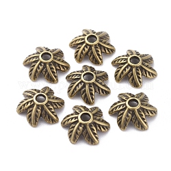 Tibetan Style Alloy Bead Caps, Cadmium Free & Nickel Free & Lead Free, Antique Bronze, 11x10x5mm, Hole: 2mm
