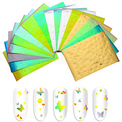 Nail Art Water Transfer Stickers Decals, Butterfly, Heart & Star Pattern, Mixed Color, 8.1x6.1cm, 16pcs/bag