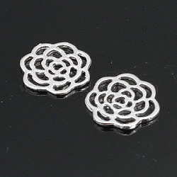 Zinc Alloy Pendants, Flower, Platinum, 16x15.5x1.5mm, Hole: 2x1.5mm