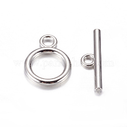 Alloy Toggle Clasps, Tibetan Style Jewelry Components, Cadmium Free & Lead Free, Platinum, Ring: 19x14mm, Bar: 2x22mm, Hole: 2.5mm