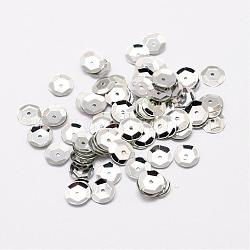 Perline paillette plastico, semi-coppa perline paillettes, foro centrale, argento, 8x0.5mm, Foro: 1 mm