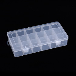 Aufbewahrungsbehälter für Polypropylen (pp) -Kügelchen, Organizer-Boxen mit 18 Fach, mit 5 stück verstellbaren teilern, Rechteck, Transparent, 23x11.8x4.2 cm, Fach: 3.6x3.6x3.8cm