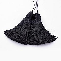 Décorations de gros pendentif pompon en nylon, noir, 154mm