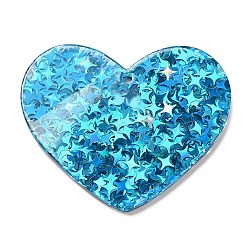 Acrylique avec pendentifs paillettes, cœur, bleu profond du ciel, 35.5x44x2mm, Trou: 1.8mm