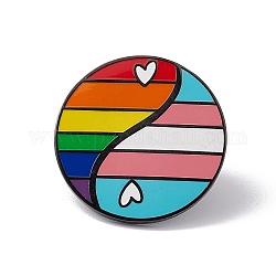 Bandiera dell'orgoglio color arcobaleno yin yang con spilla smaltata a cuore, spilla in lega di canna di fucile per abiti da zaino, colorato, 25x1.5mm