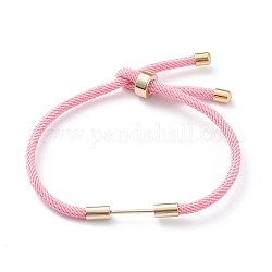 Плетеный браслет из нейлонового шнура, с латунной фурнитурой , розовые, 9-1/2 дюйм (24 см), ссылка: 30x4 mm