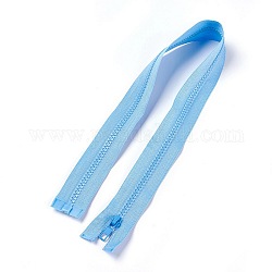 Accessoires de vêtement, fermeture à glissière en nylon et résine, avec tirette en alliage, composants de fermeture à glissière, bleu ciel, 57.5x3.3 cm