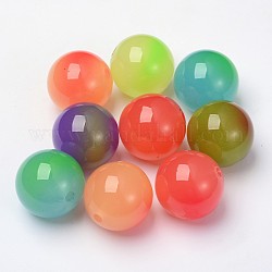 Resin Beads, Round, Mixed Color, 24mm, Hole: 4mm, about 100pcs/bag