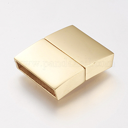 304 Stainless Steel Magnetic Clasps with Glue-in Ends, Ion Plating (IP), Rectangle, Golden, 21x16.5x4.5mm, Hole: 2.5x15mm