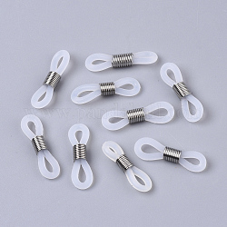 Eyeglass Holders, Glasses Rubber Loop Ends, with 304 Stainless Steel Findings, Platinum, 20x5mm